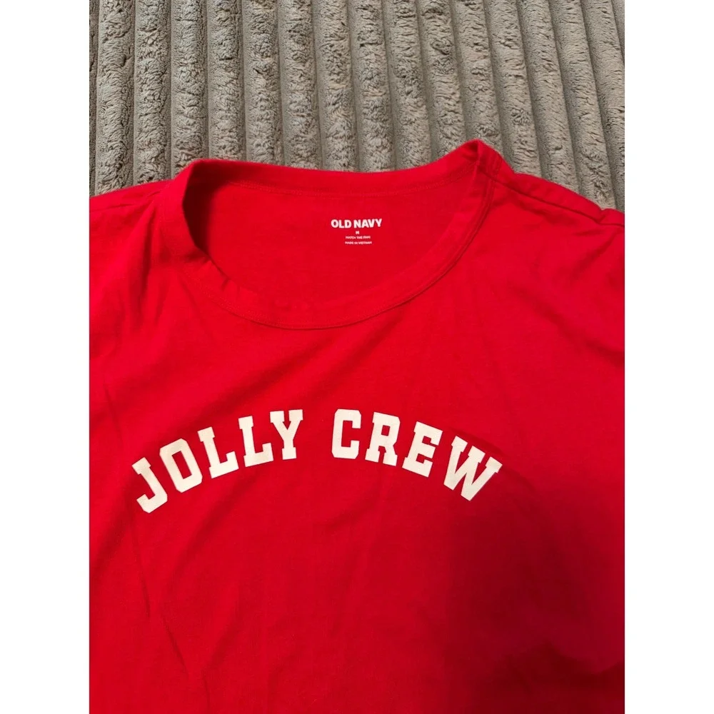 Old Navy Jolly Crew Graphic T-Shirt Mens Medium Red Short Sleeve Holiday Tee